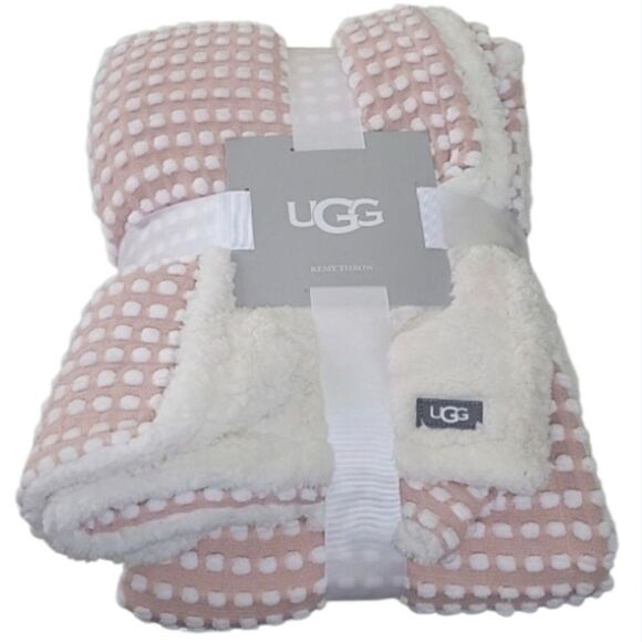 UGG Other - NEW UGG polka dot sherpa NEUTRAL COLOR Remy Throw cozy gift warm blanket NWT